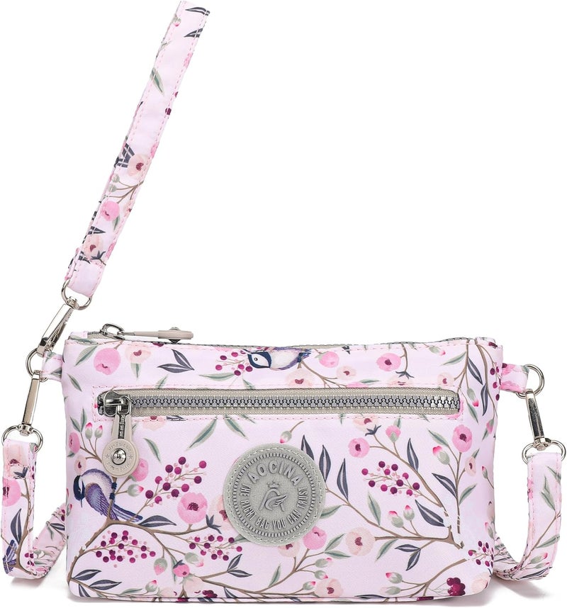 AOCINA Small Wristlet Wallet for Women RFID Blocking Crossbody Purse Gifts for Valentines Day Nylon Cell Phone Purses - Image 1